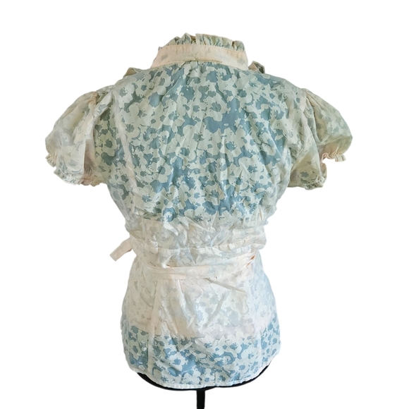 Y2K Amy Wear Pink Sheer Ruffle Button Down Top Sz M - Picture 4 of 8